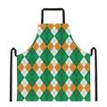 Green Orange And White Argyle Print Apron