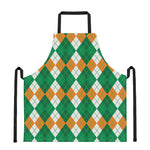 Green Orange And White Argyle Print Apron