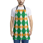 Green Orange And White Argyle Print Apron