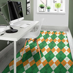 Green Orange And White Argyle Print Area Rug