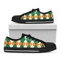 Green Orange And White Argyle Print Black Low Top Sneakers
