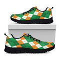 Green Orange And White Argyle Print Black Running Shoes