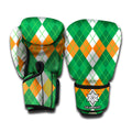 Green Orange And White Argyle Print Boxing Gloves
