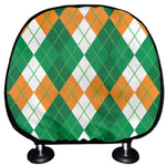 Green Orange And White Argyle Print Car Headrest Covers