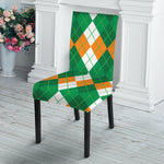 Green Orange And White Argyle Print Dining Chair Slipcover