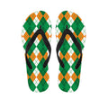Green Orange And White Argyle Print Flip Flops