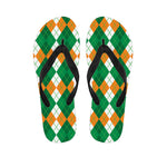 Green Orange And White Argyle Print Flip Flops