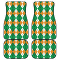 Green Orange And White Argyle Print Front and Back Car Floor Mats