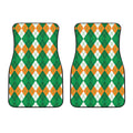 Green Orange And White Argyle Print Front Car Floor Mats