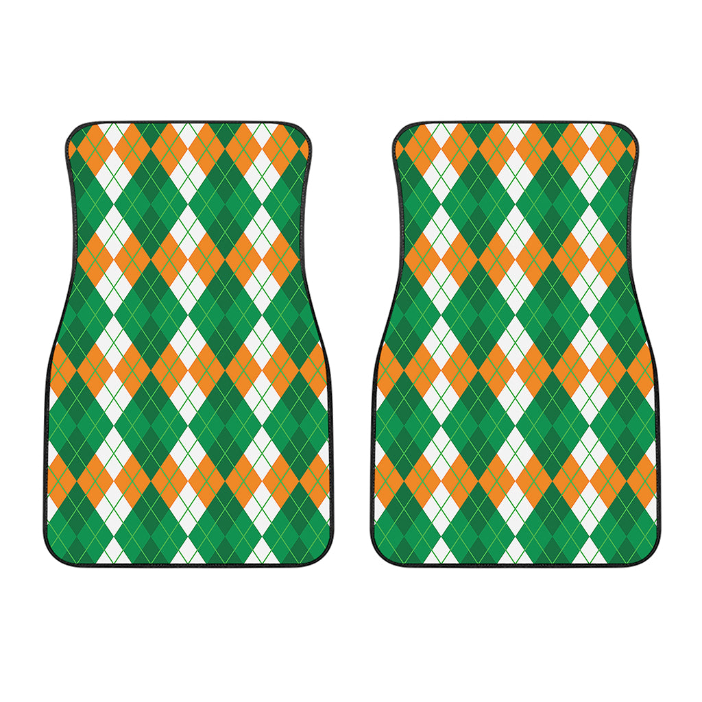 Green Orange And White Argyle Print Front Car Floor Mats