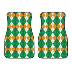 Green Orange And White Argyle Print Front Car Floor Mats