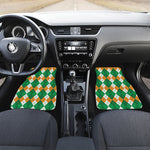 Green Orange And White Argyle Print Front Car Floor Mats