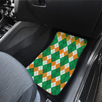 Green Orange And White Argyle Print Front Car Floor Mats