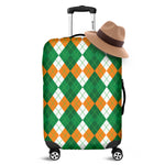 Green Orange And White Argyle Print Luggage Cover