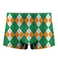 Green Orange And White Argyle Print Men's Boxer Briefs