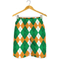 Green Orange And White Argyle Print Men's Shorts