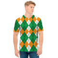 Green Orange And White Argyle Print Men's T-Shirt