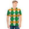 Green Orange And White Argyle Print Men's T-Shirt