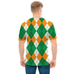 Green Orange And White Argyle Print Men's T-Shirt