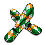 Green Orange And White Argyle Print Muay Thai Shin Guard