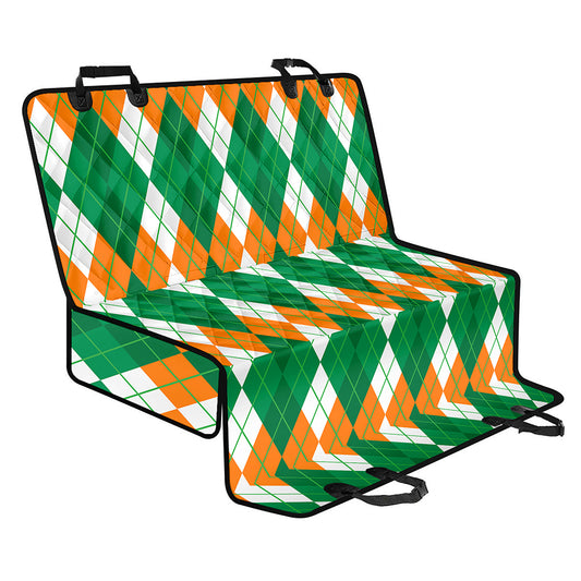 Green Orange And White Argyle Print Pet Car Back Seat Cover