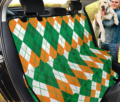 Green Orange And White Argyle Print Pet Car Back Seat Cover