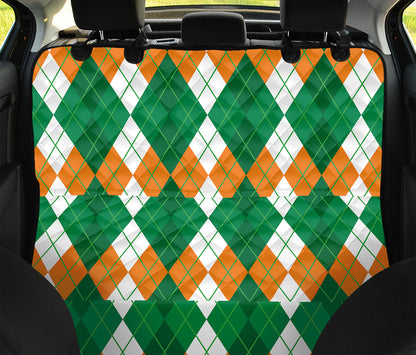 Green Orange And White Argyle Print Pet Car Back Seat Cover