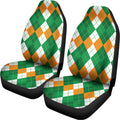 Green Orange And White Argyle Print Universal Fit Car Seat Covers