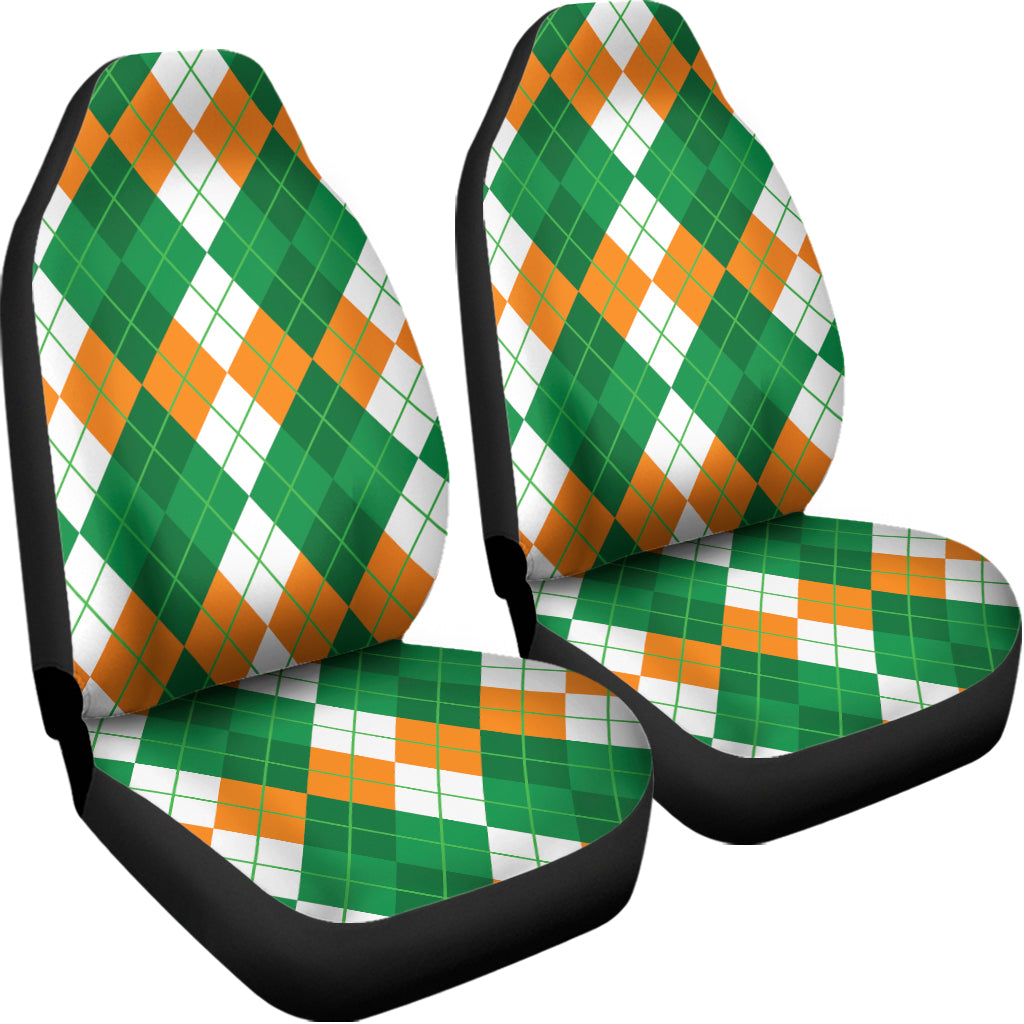 Green Orange And White Argyle Print Universal Fit Car Seat Covers