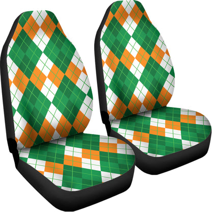 Green Orange And White Argyle Print Universal Fit Car Seat Covers