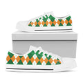 Green Orange And White Argyle Print White Low Top Sneakers