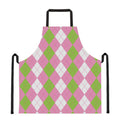 Green Pink And White Argyle Print Apron
