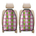 Green Pink And White Argyle Print Car Seat Organizers