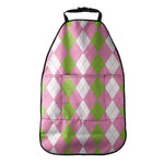 Green Pink And White Argyle Print Car Seat Organizers