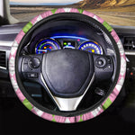 Green Pink And White Argyle Print Car Steering Wheel Cover