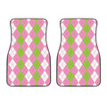 Green Pink And White Argyle Print Front Car Floor Mats