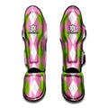 Green Pink And White Argyle Print Muay Thai Shin Guards