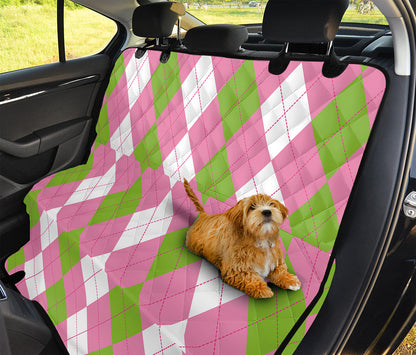 Green Pink And White Argyle Print Pet Car Back Seat Cover