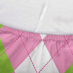 Green Pink And White Argyle Print Sofa Cover