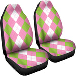 Green Pink And White Argyle Print Universal Fit Car Seat Covers