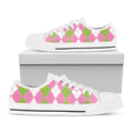 Green Pink And White Argyle Print White Low Top Sneakers