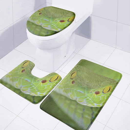 Green Pit Viper Print 3 Piece Bath Mat Set