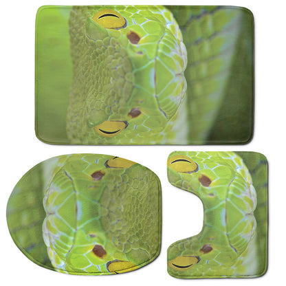 Green Pit Viper Print 3 Piece Bath Mat Set