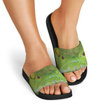 Green Pit Viper Print Black Slide Sandals