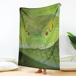 Green Pit Viper Print Blanket