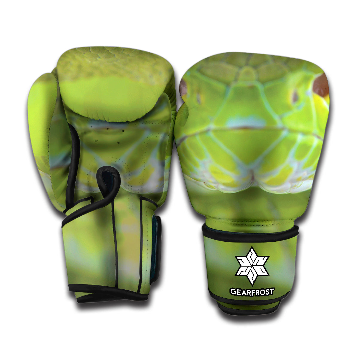 Green Pit Viper Print Boxing Gloves