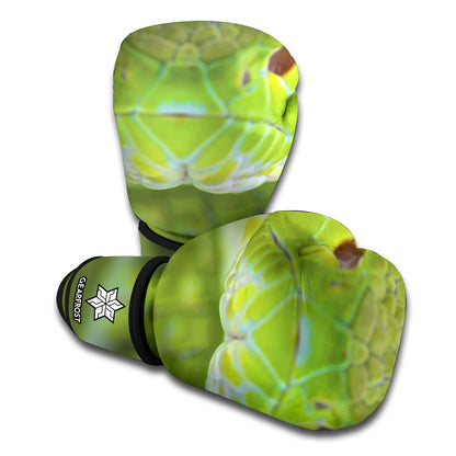 Green Pit Viper Print Boxing Gloves