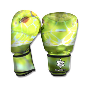 Green Pit Viper Print Boxing Gloves