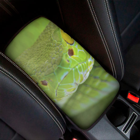 Green Pit Viper Print Car Center Console Cover