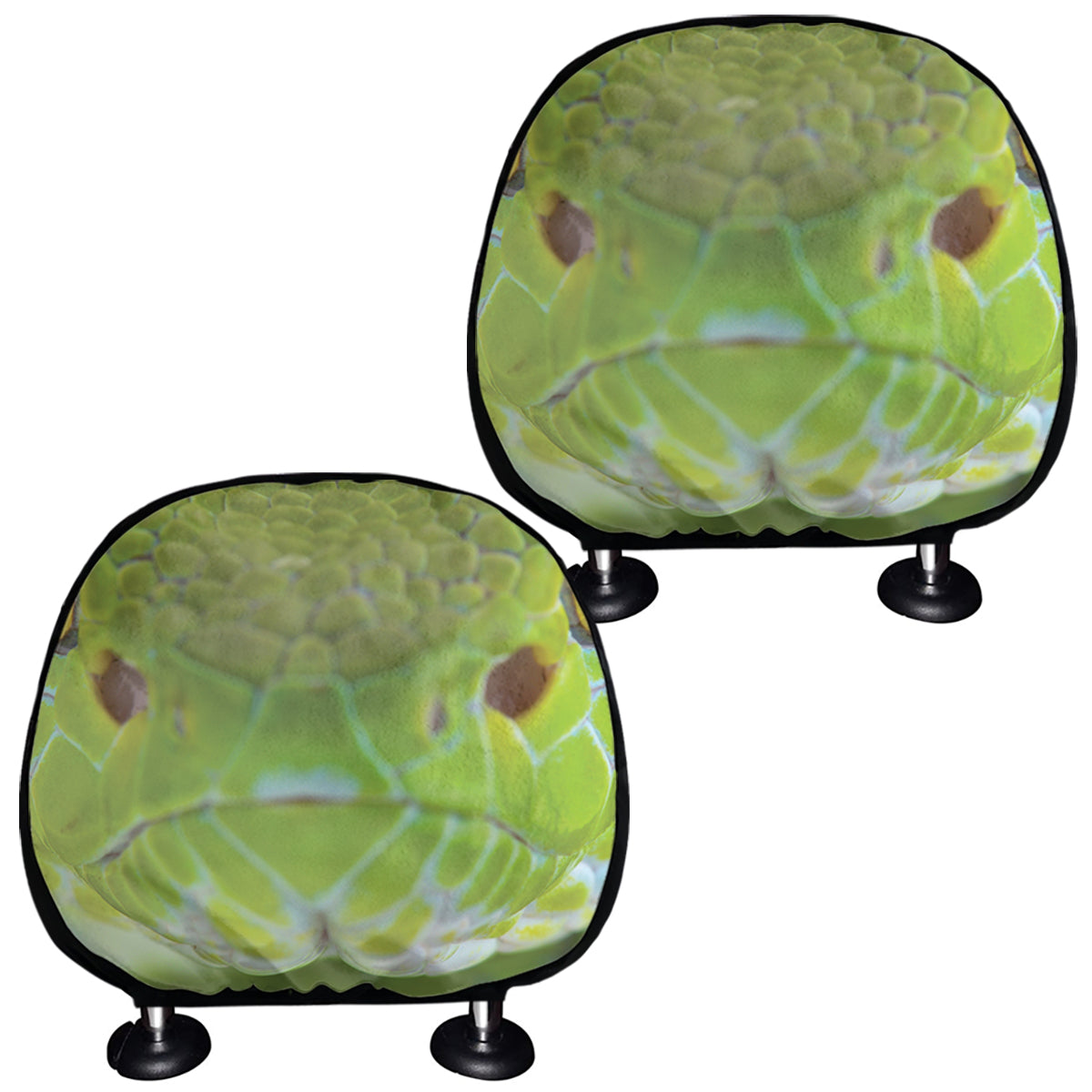 Green Pit Viper Print Car Headrest Covers